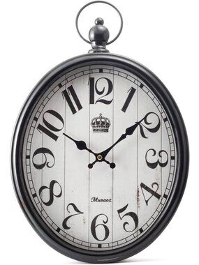 Large 16" Silent Non-Ticking Metal Wall Clock - Retro Vintage Decor for Home